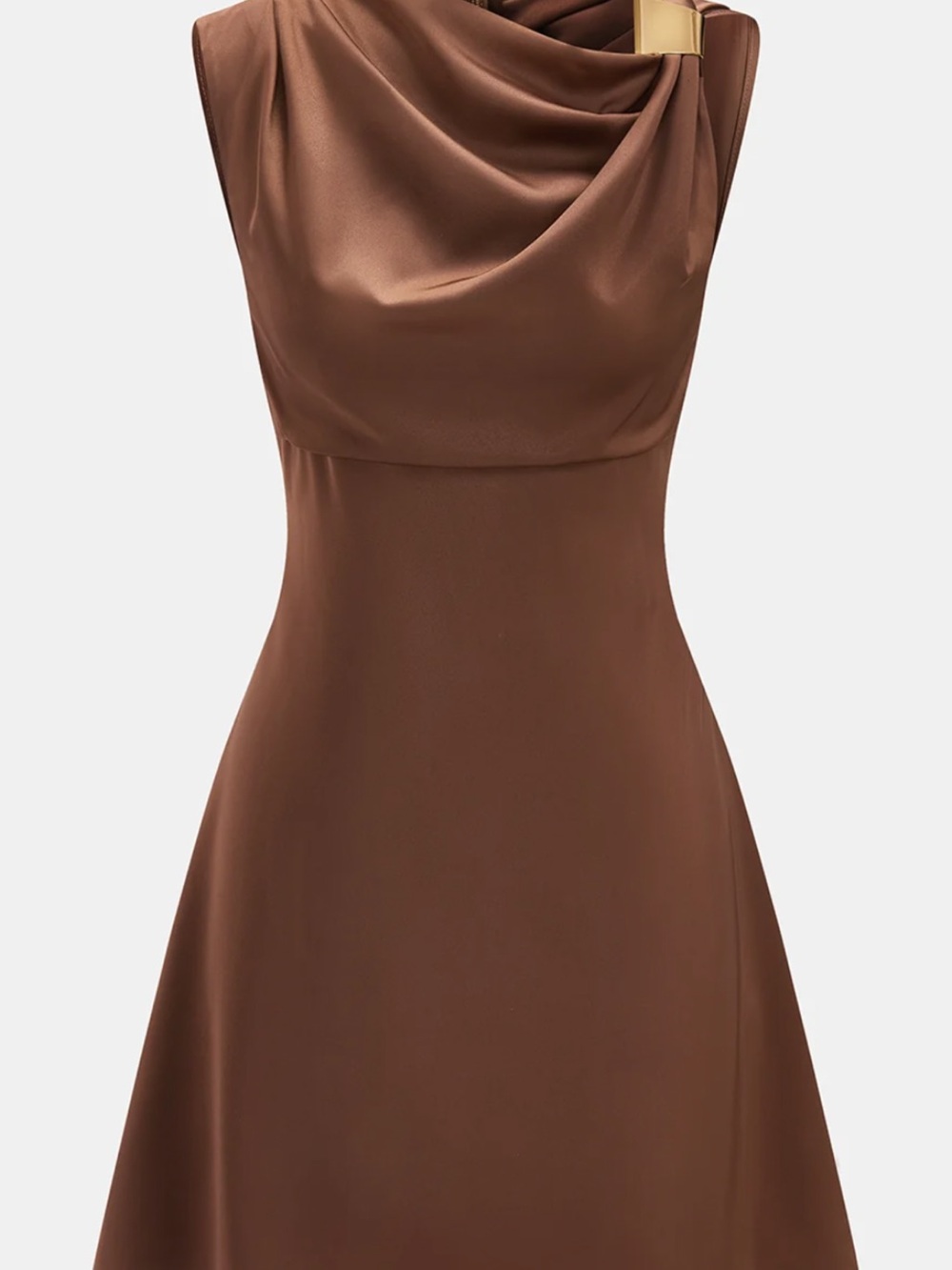 Sleeveless Cowl Neck Satin Mini Dress